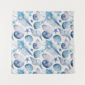 Watercolor-Muscheln Wandteppich (Vorderseite (Horizontal))