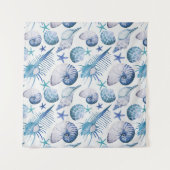 Watercolor-Muscheln Wandteppich (Vorderseite)