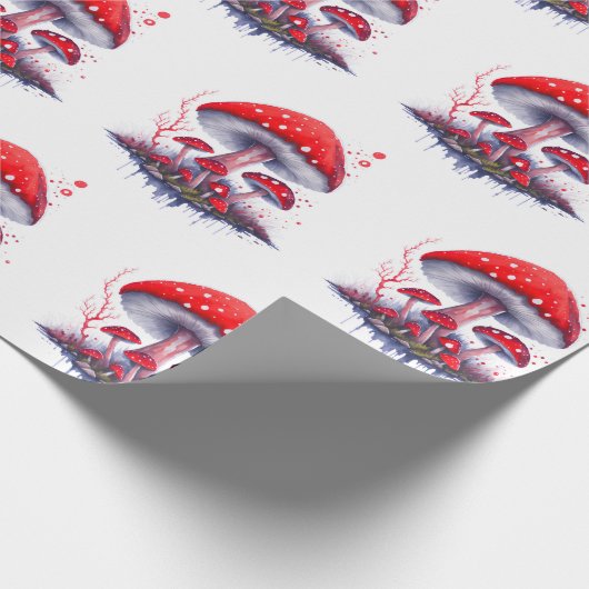 Watercolor Mushroom Muster Wrapping Paper Geschenkpapier (Ecke)