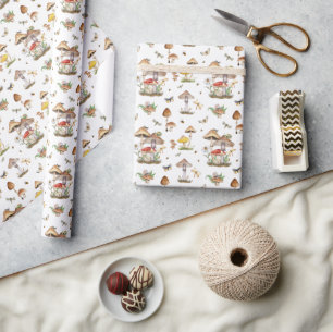 Watercolor Mushroom Wrapping Paper   Whimsical Woo Geschenkpapier