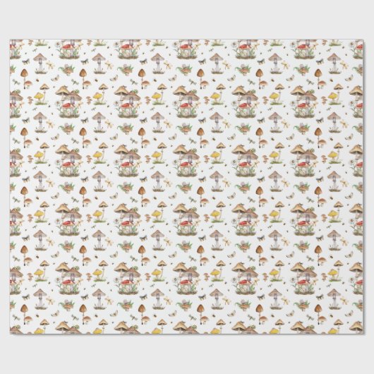 Watercolor Mushroom Wrapping Paper | Whimsical Woo Geschenkpapier (Flach)