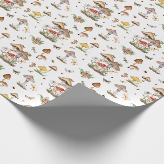 Watercolor Mushroom Wrapping Paper | Whimsical Woo Geschenkpapier (Ecke)