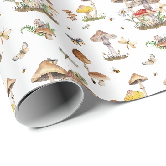 Watercolor Mushroom Wrapping Paper | Whimsical Woo Geschenkpapier (Rolleneckpunkt)