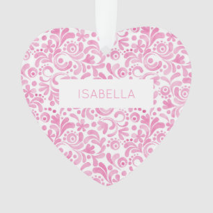 Watercolor Muster NAME Sweet Heart Keepake Ornament