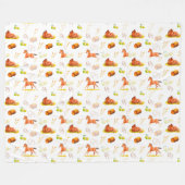 Watercolor Muster Pferde Pferde Hufeisen Äpfel Fleecedecke (Vorderseite (Horizontal))