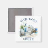 Watercolor Mykonos Greece Dreamscape Magnet (Vorderseite/Rückseite)