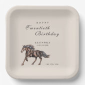 Watercolor Mystical Horse ANY Birthday Party Pappteller (Vorderseite)