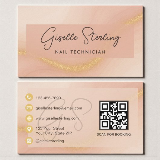Watercolor Nail Technician QR Code Visitenkarte