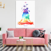 WATERCOLOR NAMASTE LOTUS YOGA-LEINWAND LEINWANDDRUCK (Insitu (Wohnzimmer))