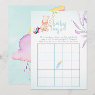 Watercolor-Nashorn-Einhorn-Baby-Junge-Shower-Bingo Einladung