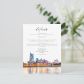 Watercolor Nashville Skyline Wedding Details Card Einladung (Stehend Vorderseite)