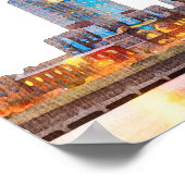 Watercolor Nashville Skyline Wedding Welcome Sign Poster (Ecke)