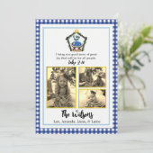 Watercolor Nativity Blue Karierte Weihnachtskarte Ankündigung (Stehend Vorderseite)