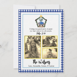 Watercolor Nativity Blue Karierte Weihnachtskarte Ankündigung