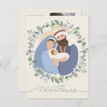 Watercolor Nativity Scene Baby Jesus in the Manger