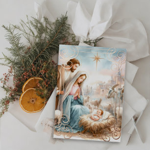 Watercolor Nativity Scene Folien Feiertagskarte