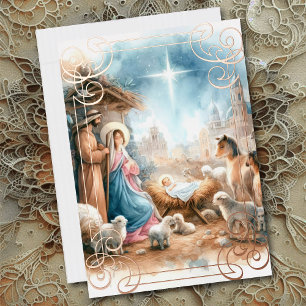 Watercolor Nativity Scene Folien Feiertagskarte