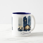 Watercolor Nativity Scene Religious Holiday Zweifarbige Tasse (VorderseiteRechts)