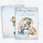 Watercolor Nativszene Baby Jesus Weihnachten<br><div class="desc">Niedliches Weihnachtsdesign mit trendiger Schrift und Aquarellkrippe. Der Text kann leicht für ein einzigartiges Design für Ihren Urlaubstag personalisiert werden.</div>