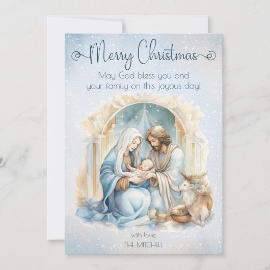 Watercolor Nativszene Baby Jesus Weihnachten (Vorderseite)