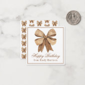 Watercolor Natural Burlap Bow Mitteilungskarte (Vorderseite/Rückseite Beispiel)