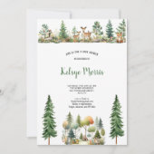 WATERCOLOR NATURAL Woodland WALD BabyDUSCHE Einladung (Vorderseite)