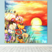 Watercolor Nature Sunrise Canvas Print Leinwanddruck (Insitu (Holzboden))