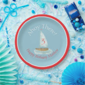 Watercolor Nautical Sailboat Birthday  Pappteller (Party)