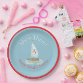 Watercolor Nautical Sailboat Birthday  Pappteller (Party)