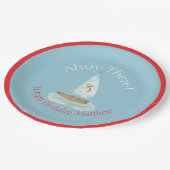 Watercolor Nautical Sailboat Birthday  Pappteller (Schrägansicht)
