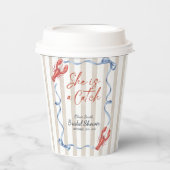 Watercolor Nautical She's a Catch Bridal Shower Pappbecher (Vorderseite)