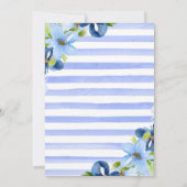 Watercolor Navy & Baby Blue Blume Abschluss Einladung (Rückseite)
