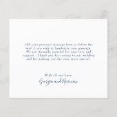 Watercolor Navy Blue Budget Hochzeit Danke Karte (Rückseite)
