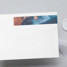 Watercolor Navy Blue Moody Rose Gold Wedding