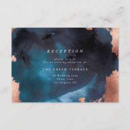 Watercolor Navy Blue Moody Rose Gold Wedding Begleitkarte