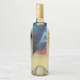 Watercolor Navy Blue Moody Rose Gold Wedding Flaschenanhänger