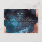 Watercolor Navy Blue Moody Rose Gold Wedding RSVP Karte (Vorderseite)