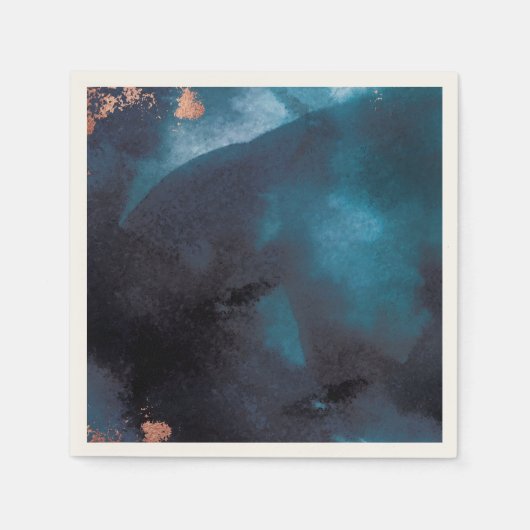 Watercolor Navy Blue Moody Rose Gold Wedding Serviette (Vorderseite)