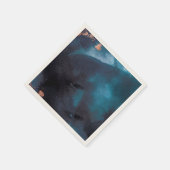 Watercolor Navy Blue Moody Rose Gold Wedding Serviette (Ecke)