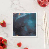 Watercolor Navy Blue Moody Rose Gold Wedding Serviette (Beispiel)