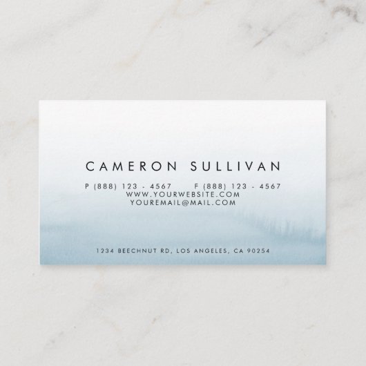 Watercolor Navy Blue Ombre Modern Visitenkarte (Rückseite)