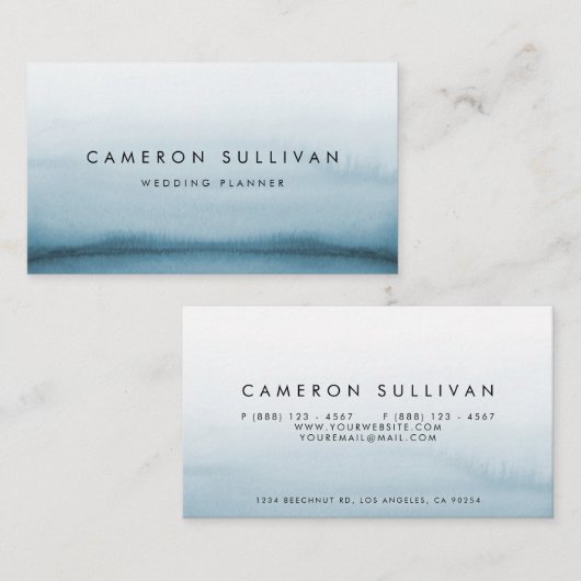 Watercolor Navy Blue Ombre Modern Visitenkarte (Vorne/Hinten)