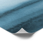 Watercolor Navy Blue Ombre Moderne Hochzeit Willko Poster (Ecke)