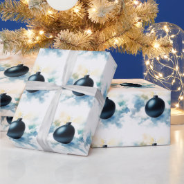Watercolor Navy Blue Ornament Wrapping Paper Geschenkpapier