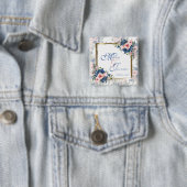 Watercolor Navy & Blush Wedding Button (Beispiel)