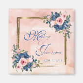 Watercolor Navy & Blush Wedding Magnet (Vorne)