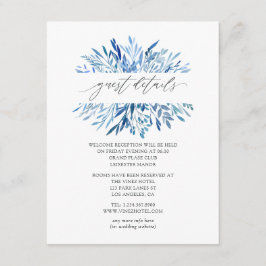 Watercolor Navy Indigo Blätter Wedding Guest Detai Begleitkarte