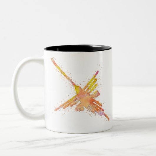 Watercolor Nazca Hummingbird Zweifarbige Tasse (Links)