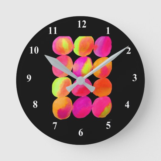 Watercolor neon spots art runde wanduhr (Vorderseite)