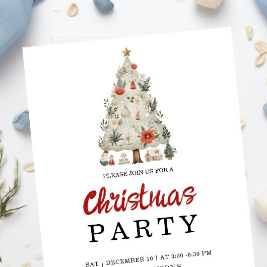 Watercolor Neutral Boho Holiday Party Invitation Einladung
